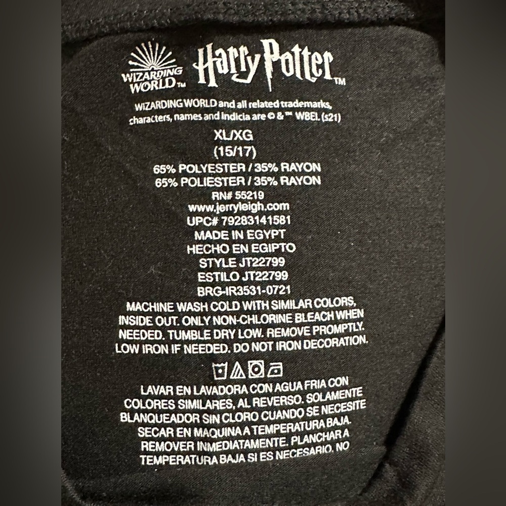 WIZARDING WORLD of HARRY POTTER Hogwarts black & gold T-shirt size XL 15/17 - Picture 6 of 7
